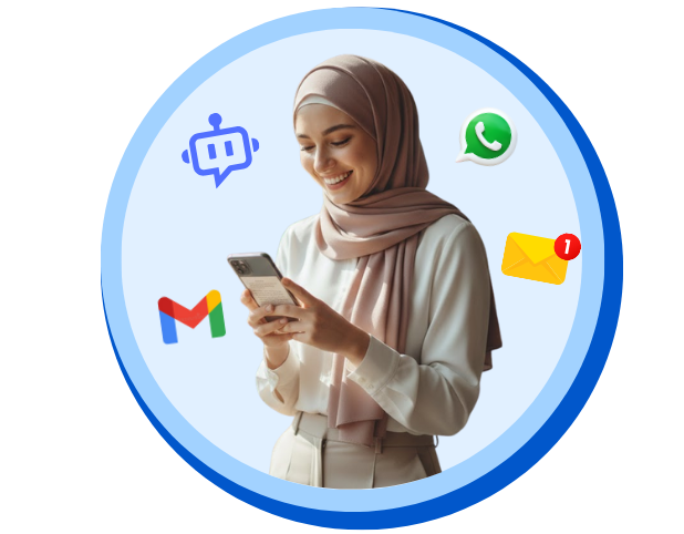 An Arab lady with phone in hand